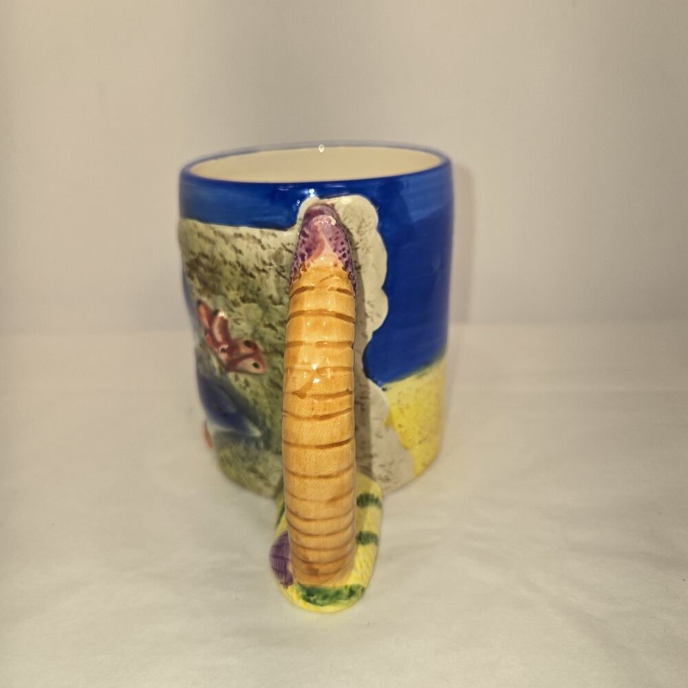 3D Dolphin Ocean Beach Ceramic & Porcelain Mug w/ Handle, Blue/Beige - Picture 2 of 8